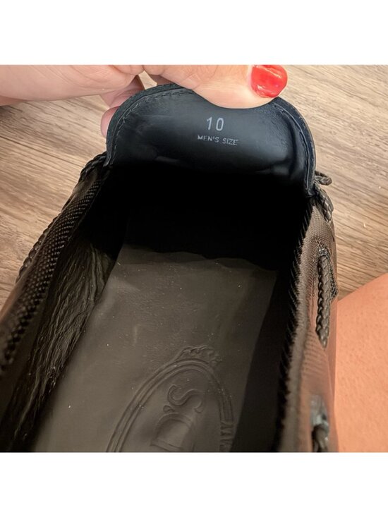 Tods Black Patent Leather Bow Slip On Loafers Men’s Size 10 main image 5